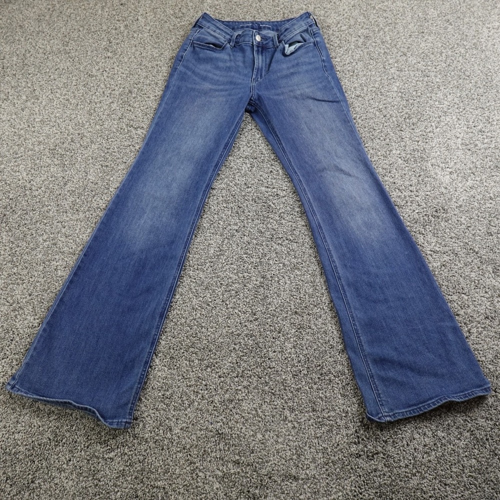 Old Navy Jeans Womens 2 Dark Blue Denim Pants High Rise Flare Stretch Hippie 70s